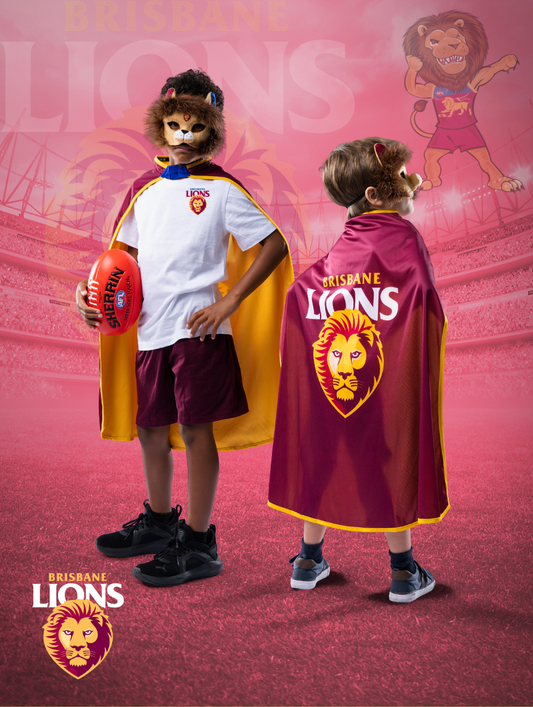 Brisbane Lions Hero Pack - Official AFL Mask & Cape Set