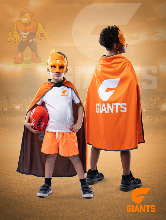 GWS Giants Hero Pack - Official AFL Mask & Cape Set