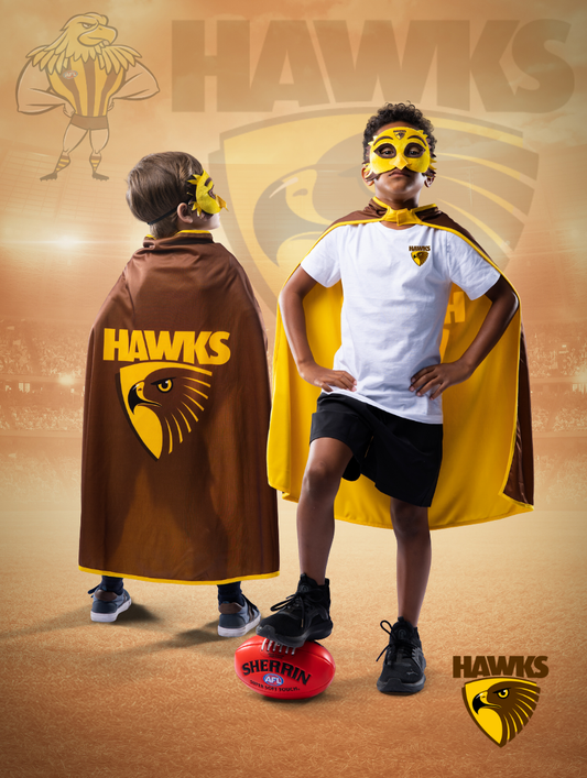 Hawthorn Hawks Hero Pack - Official AFL Mask & Cape Set