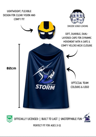 Melbourne Storm Kids NRL Hero Pack – Cape & Mask Set