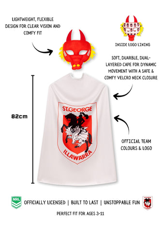 St George Illawarra Dragons Kids NRL Hero Pack – Cape & Mask Set