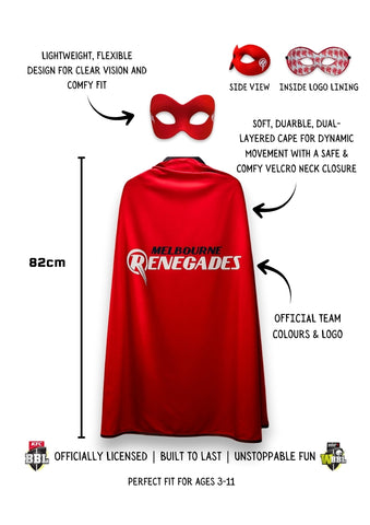 Melbourne Renegades BBL Hero Supporter Pack - Official Mask & Cape Set