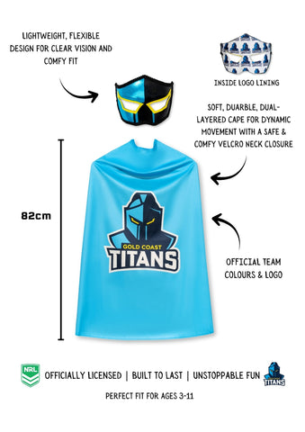 Gold Coast Titans Kids NRL Hero Pack – Cape & Mask Set
