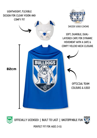 Canterbury Bulldogs Kids NRL Hero Pack – Cape & Mask Set