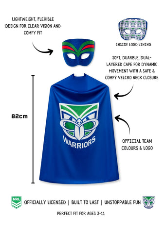 New Zealand Warriors Kids NRL Hero Pack – Cape & Mask Set