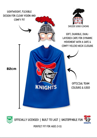 Newcastle Knights Kids NRL Hero Pack – Cape & Mask Set