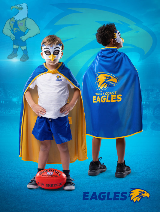 West Coast Eagles Hero Pack - Official AFL Mask & Cape Set