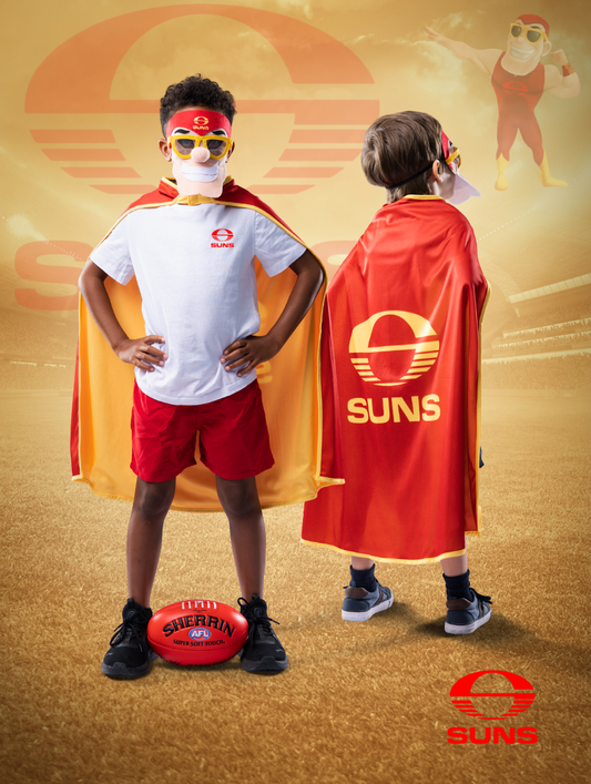 Gold Coast SUNS Hero Pack - Official AFL Mask & Cape Set
