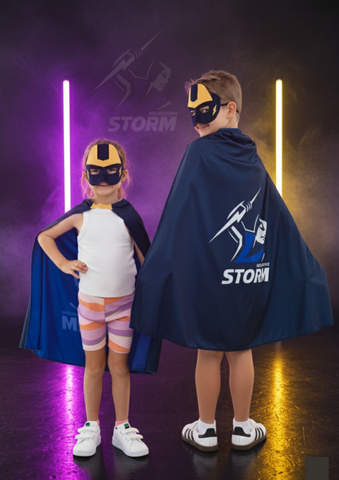 Melbourne Storm Kids NRL Hero Pack – Cape & Mask Set