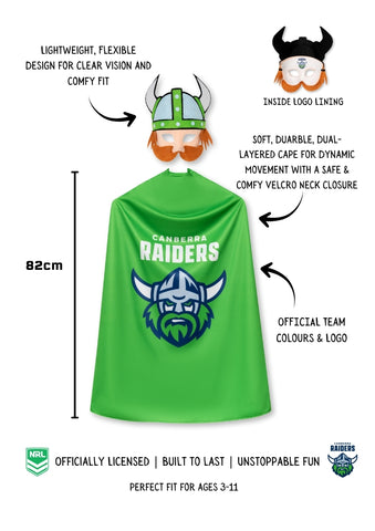 Canberra Raiders Kids NRL Hero Pack – Cape & Mask Set