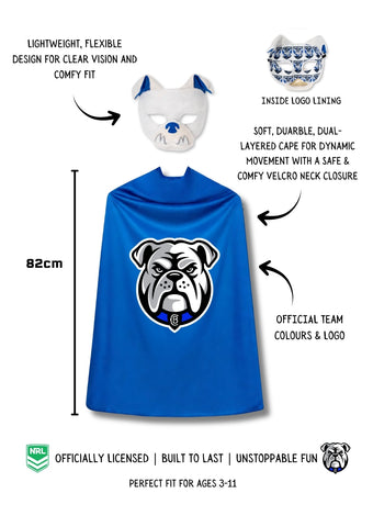 Canterbury Bulldogs Kids NRL Hero Pack – Cape & Mask Set