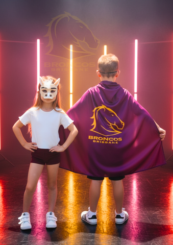 Brisbane Broncos Kids NRL Hero Pack – Cape & Mask Set