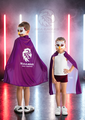 Manly Sea Eagles Kids NRL Hero Pack – Cape & Mask Set