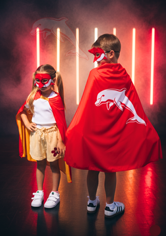 Dolphins Kids NRL Hero Pack – Cape & Mask Set