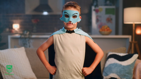 Cronulla Sharks Kids NRL Hero Pack – Cape & Mask Set