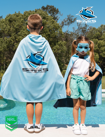 Cronulla Sharks Kids NRL Hero Pack – Cape & Mask Set