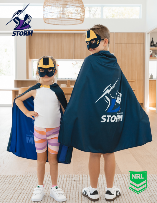Melbourne Storm Kids NRL Hero Pack – Cape & Mask Set