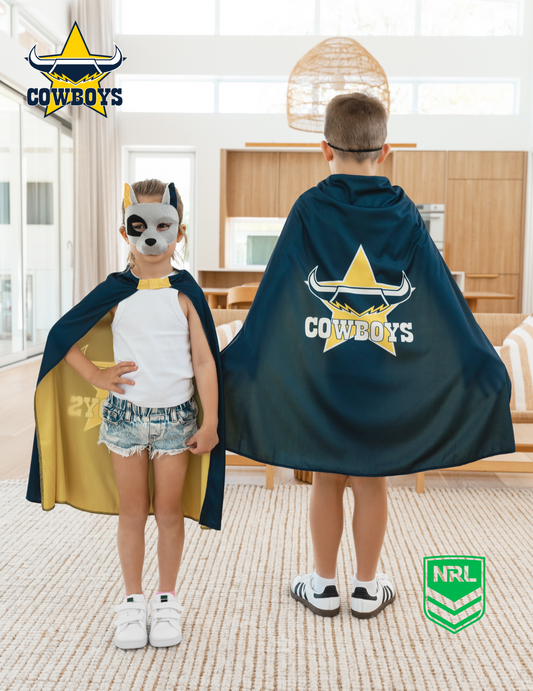 North Queensland Cowboys Kids NRL Hero Pack – Cape & Mask Set