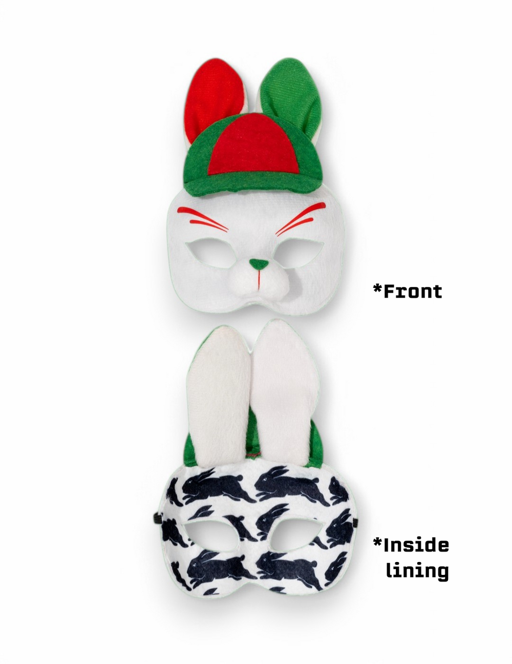 South Sydney Rabbitohs NRL Mini Mascot Kids Mask Front and back
