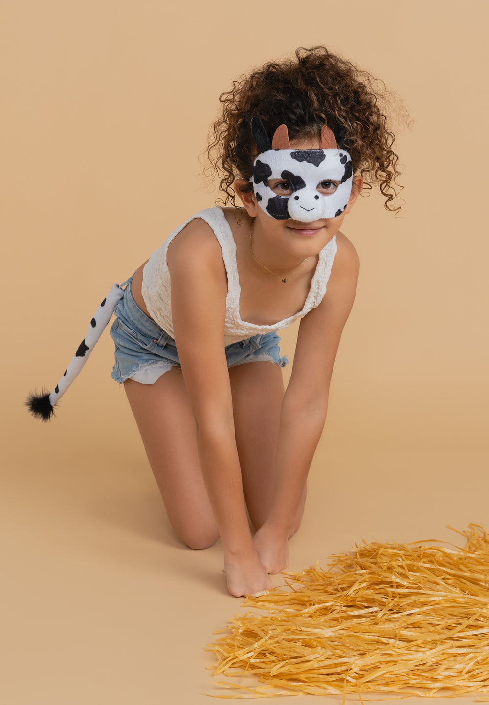 Cow mask and tail book week role play animal party model 