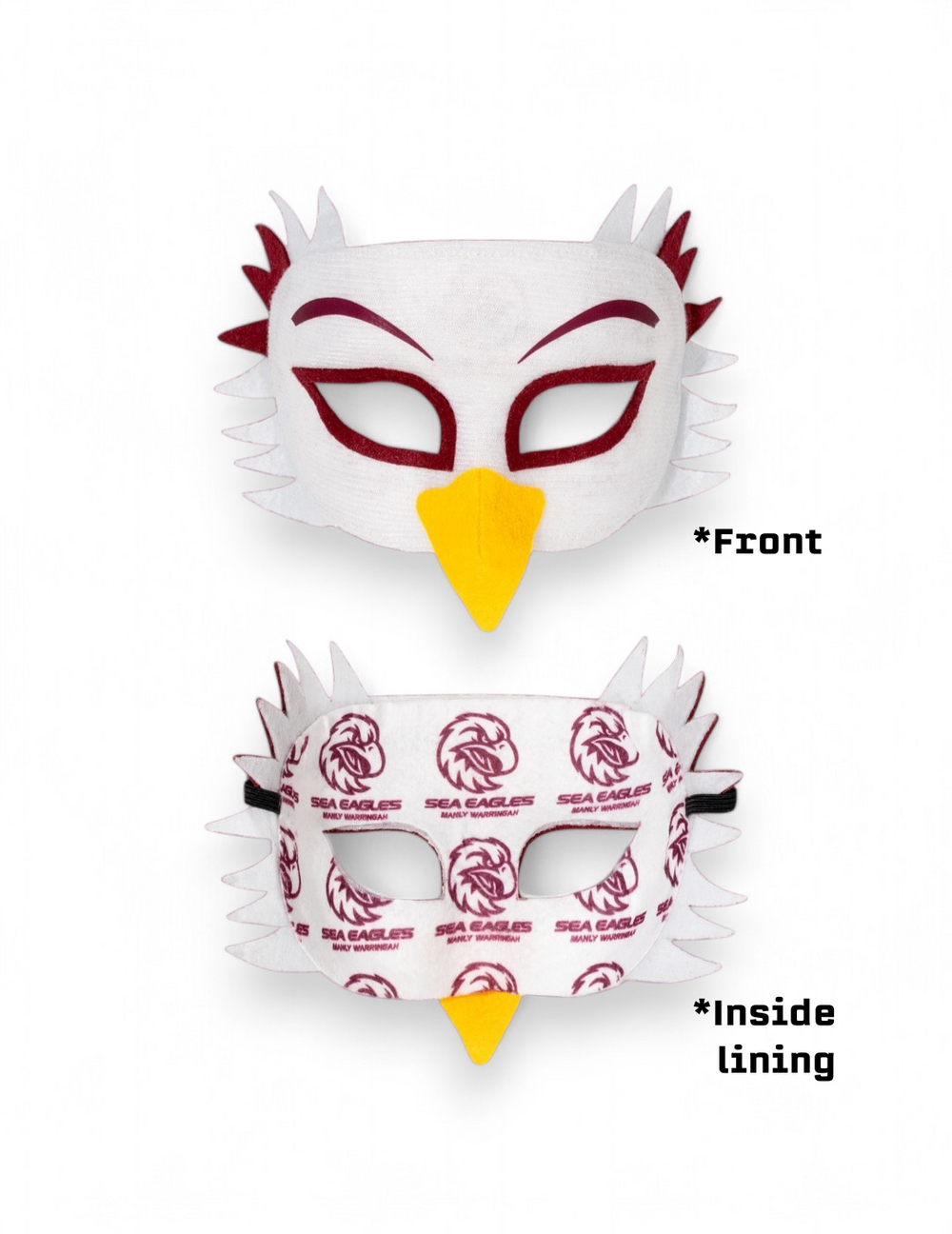 Manly Sea Eagles NRL Mini Mascot Kids Mask Front and Back