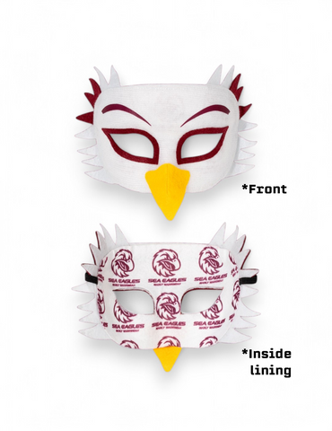 Manly Sea Eagles NRL Mini Mascot Kids Mask Front and Back