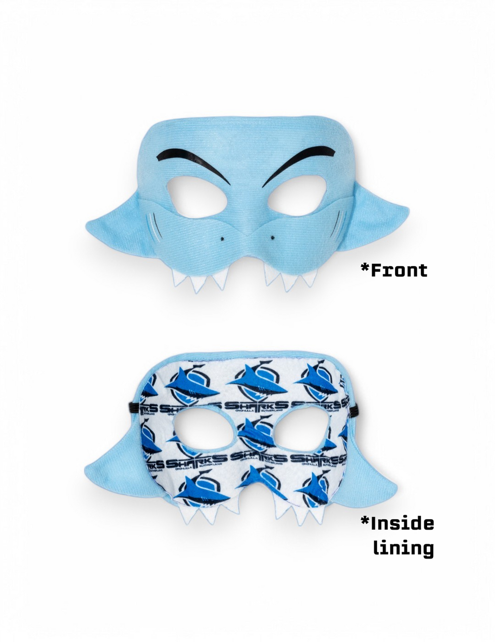 Cronulla Sharks NRL Mini Mascot Kids Mask Front and Back
