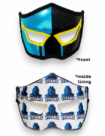 Cold Coast Titans NRL Mini Mascot Kids Mask Front back